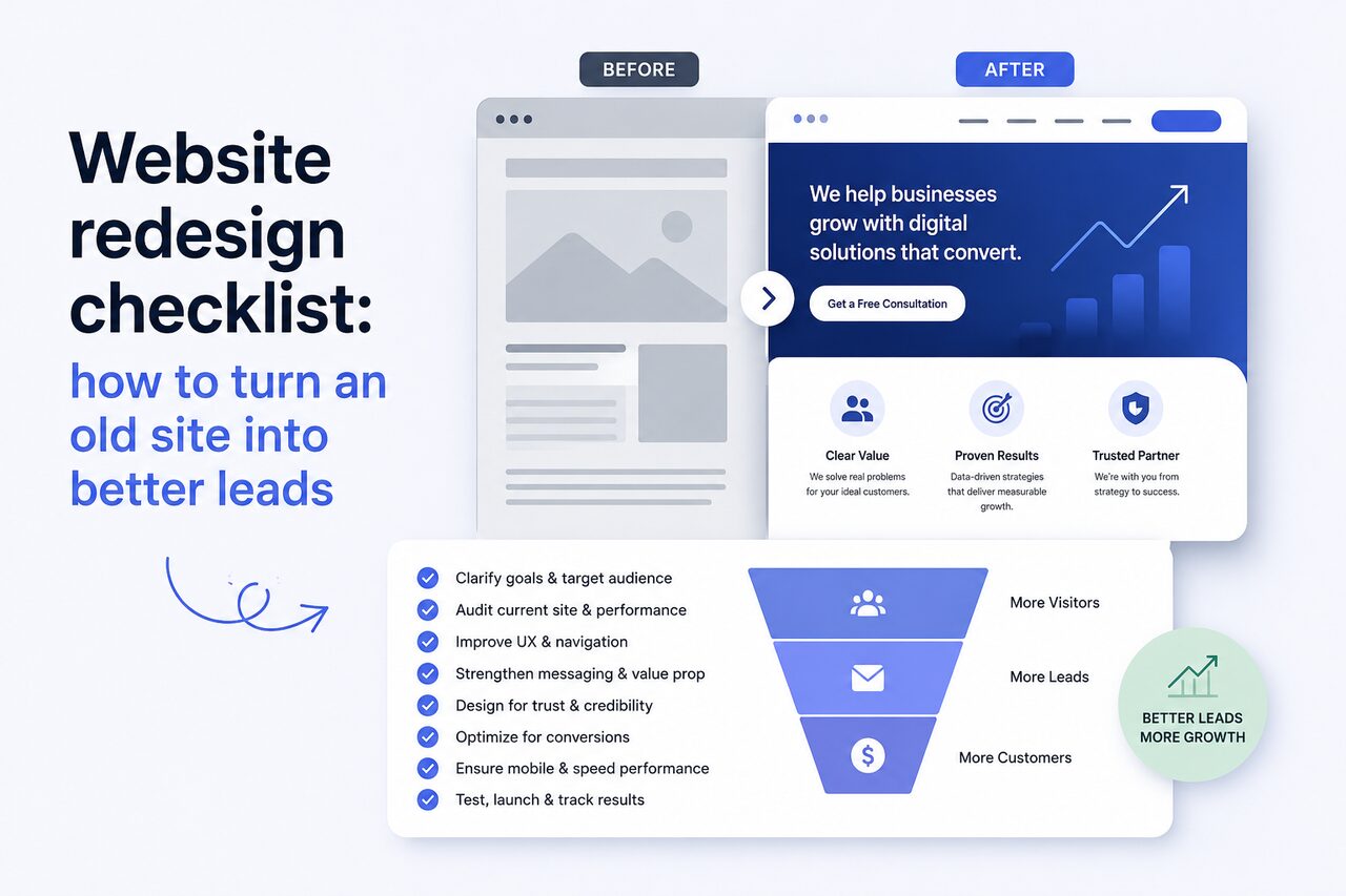 Website redesign checklist: how to turn an old site into better leads